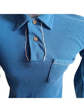 True Vintage Polo Shirt Small 1950's Windsor Mens Blue Single Stitch Cotton MCM